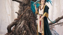 Woman fantasy Trees Dragons