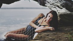 Woman fashion green eyes brunettes fashion model fashion 