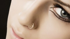 Woman fashion lingerie piercings models portraits nose ring 