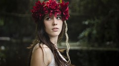 Woman fashion natural green eyes brunettes fashion model 