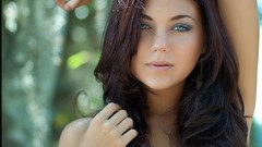 Woman fashion outdoors blue eyes brunettes models