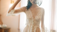 Woman feathers dress brunettes models Claire Pettibone Heirloom