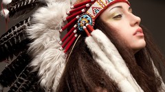 Woman feathers Indians faces brunettes indian redheads