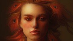 Woman feathers peacock Keira Knightley faces artwork portraits