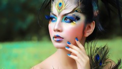 Woman feathers Peacocks artistic