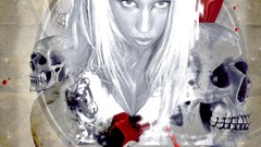 Woman feathers skulls