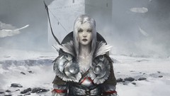Woman feathers white hair Archers