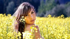 Woman fields asians long hair brunettes models