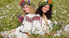 Woman fields blondes brunettes ukrainian