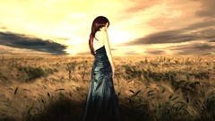 Woman fields long dress