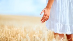 Woman fields outdoors