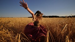 Woman fields outdoors brunettes