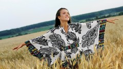 Woman fields outdoors brunettes Chantelle A