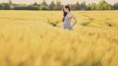 Woman fields outdoors HDR Photography