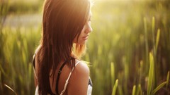 Woman fields sunlight brunettes Taylor McCutchan