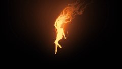 Woman fire black background