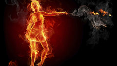 Woman fire smoke