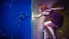 Woman fish surreal split-view