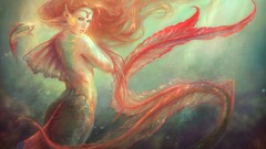 Woman fish underwater mermaids artwork fantasy art