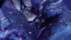 Woman fish wings underwater panties artwork cgi