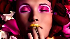 Woman flower petals faces