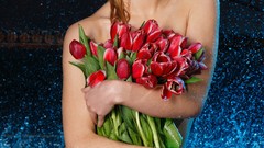 Woman Flowers blondes nude