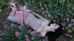 Woman Flowers Garden sleeping