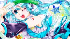 Woman food blue hair long hair blue eyes hatsune miku vocaloid 