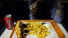 Woman food fast food coca-cola eating french fries