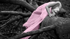 Woman forests selective coloring