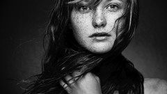 Woman freckles anne grayscale