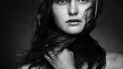 Woman freckles anne grayscale