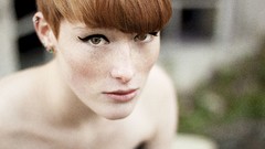 Woman freckles bangs models redheads