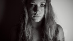 Woman freckles grayscale