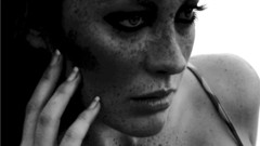 Woman freckles grayscale monochrome