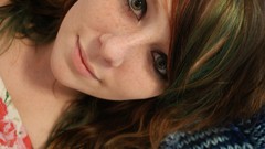 Woman freckles green eyes