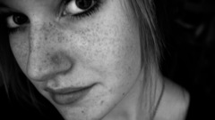Woman freckles monochrome faces
