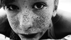 Woman freckles monochrome portraits