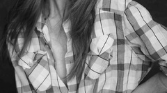 Woman freckles shirts monochrome