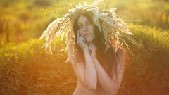 Woman freckles wreath strategic