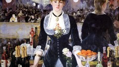 Woman French paintings bar impressionism blondes artwork Manet