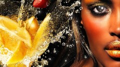 Woman fruits strawberries