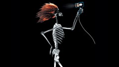 Woman funny skeletons Xray auburn hair hair drier