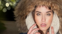 Woman fur wool hats scarfs models