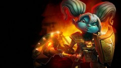 Woman game hammer armor white hair shields pigtails League of 