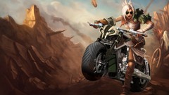 Woman game white hair rocks sunglasses League of Legends video 