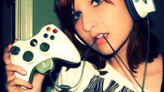 Woman Gamer xbox blue eyes video games controllers Girls Of 