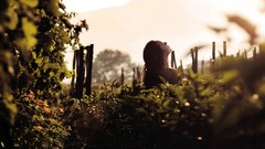 Woman Garden brunettes topless