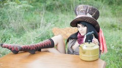 Woman Garden Tables outdoors stills models photo shoot black 