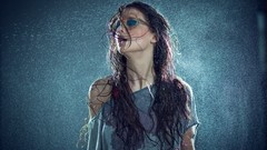 Woman geek wet glasses